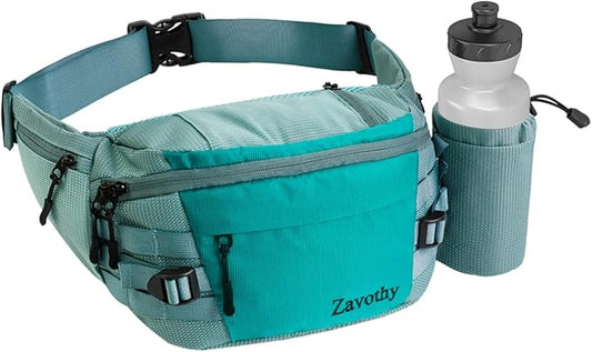 Zavothy Waist Bag for Women Fashion Fanny Pack Men Hiking Waist Packs for Running Hiking Gear with Detachable Water Bottle Holder for Walking Hiking Cycling