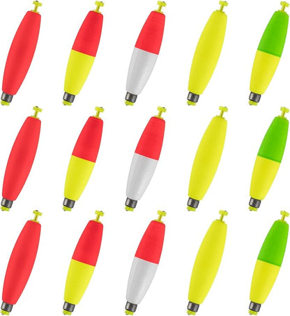 Dr.Fish Cigar Fishing Bobbers Weighted Fishing Floats EVA Foam Snap-On Spring Floats Fly Sea Boat Fishing for Bass Trout Panfish Bluegills