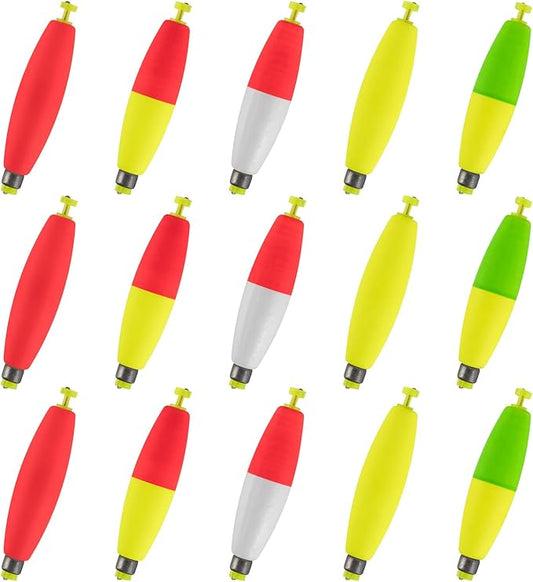 Dr.Fish Cigar Fishing Bobbers Weighted Fishing Floats EVA Foam Snap-On Spring Floats Fly Sea Boat Fishing for Bass Trout Panfish Bluegills