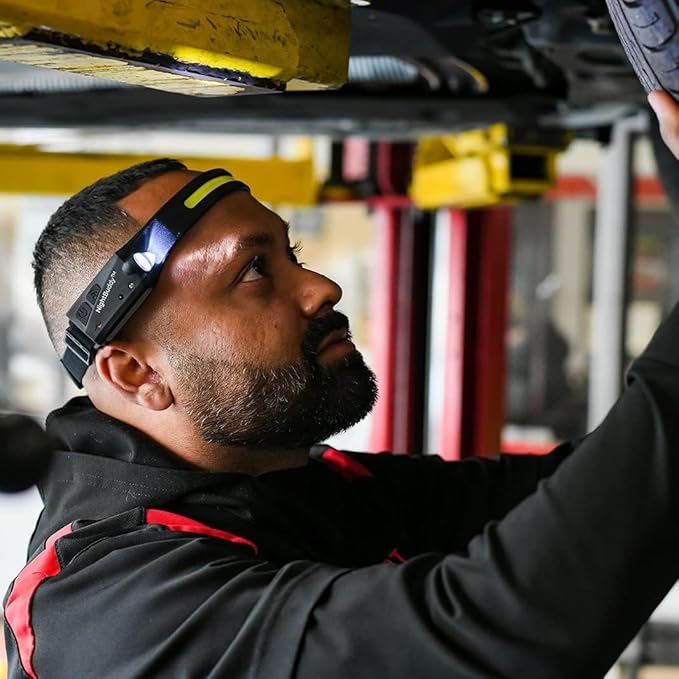 NightBuddy Original LED Headlamp Rechargeable Flashlight Adults Camping Essentials Backpacking Lights 4X Brighter Headband Lamp 5 Light Modes Hiking Gear Must Haves (Headlamp + Floodlight)