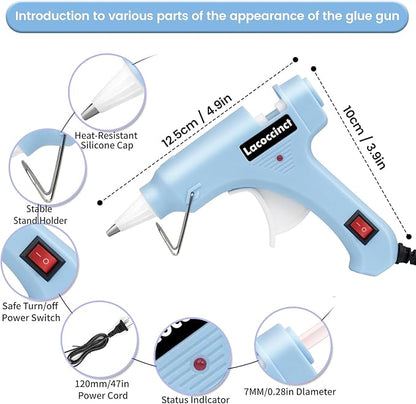 Mini Hot Glue Gun Kit with 30 Glue Sticks, Fast Preheating Hot Melt for School Crafts DIY Arts and Quick Home Repairs, 20w Light Blue