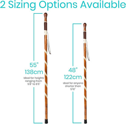 Vive Wooden Walking Stick - Willow Cane for Seniors Hiking & Balance - Heavy Duty Carved Twisted Wood Sticks for Men & Women - Stylish Support Pole for Outdoor Trekking & Weight Bearing