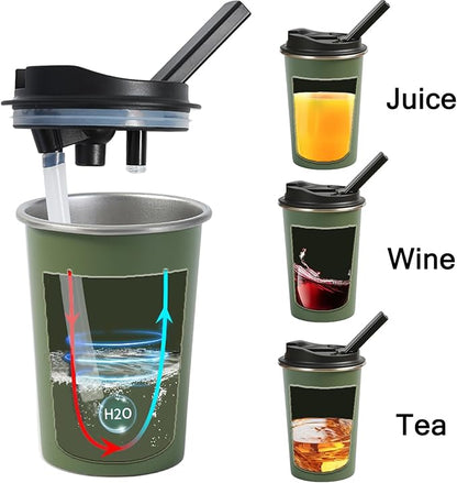 Portable Stainless Steel Coffee Cup with Ceramic Bowl & High-Temperature Silicone, Stainless Steel Water Mug Fashion Design For Concealed Gatherings (Yellow)