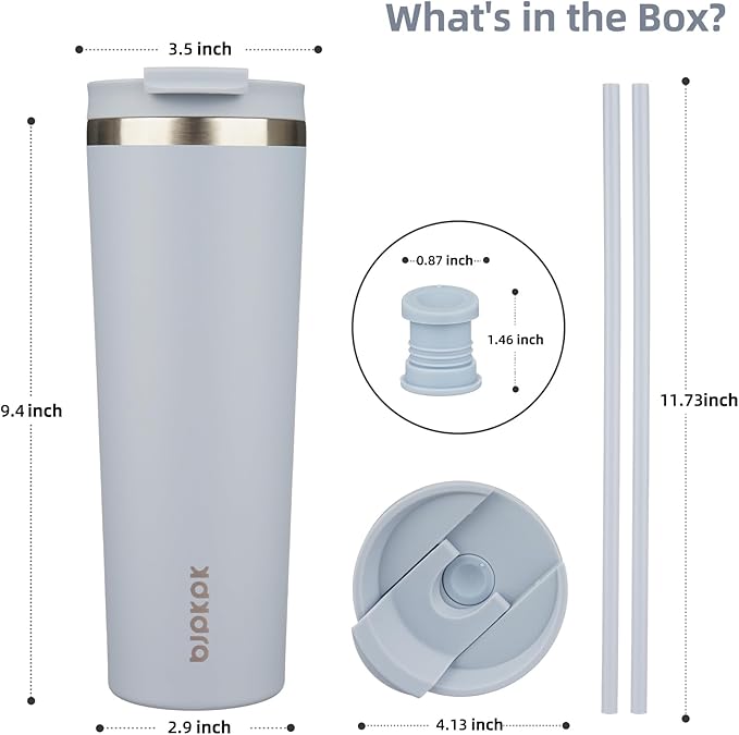 BJPKPK 30oz Stainless Steel Insulated Tumbler With lid And Straw Travel Coffee Thermal Tumblers Cup For Women And Men,Modern Blue