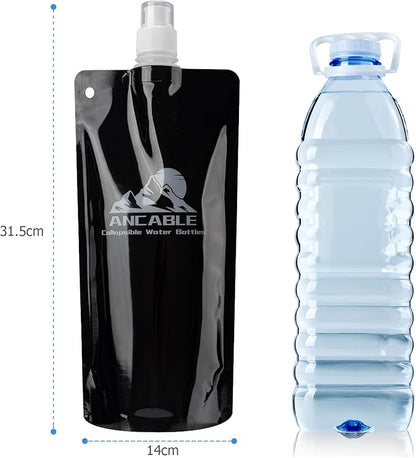 17oz Collapsible Water Bottles, 3-Pack Reusable Travel Foldable Water Bottles for Hiking Camping Running Bike, BPA-Free Water Bottle