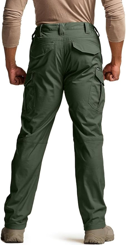 CQR Men's Flex Stretch Tactical Pants, Water Resistant Ripstop Cargo Pants, Lightweight EDC Outdoor Work Hiking Pants