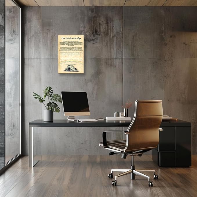 Wallpicss The Rainbow Bridge Poem Wall Art Framed Positive Quotes Poster Retro Poetry Canvas Painting Pictures Prints for Bedroom Decor 12x18 inches