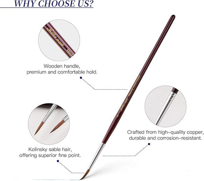 Kolinsky Sable Miniature Paint Brushes - Golden Maple 7pcs Detail Paint Brushes Drybrushes for Acrylic Watercolor, Small Fine Detail Paint Brush Set for Mini Paints (red)