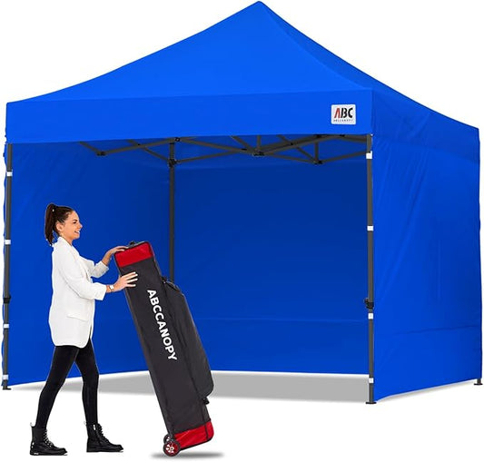 ABCCANOPY Heavy Duty Easy Pop up Canopy Tent with Sidewalls 10x10, Royal Blue