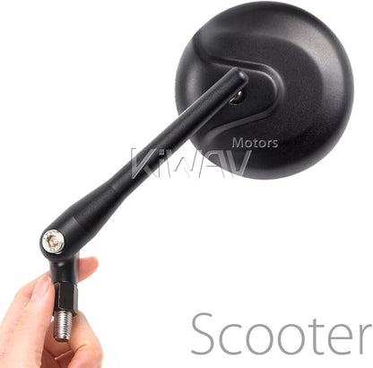 KiWAV Magazi Motorcycle Mirror retro black 8mm for scooter moped atv pair