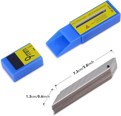 FOSHIO 60 Degree Snap Off Universal Art Knife Replacement Blades, High Hardness Carbon Steel Material, Auto Vinyl Wrap Office Cutter Craft Knife Sharp Blades, Pack of 100