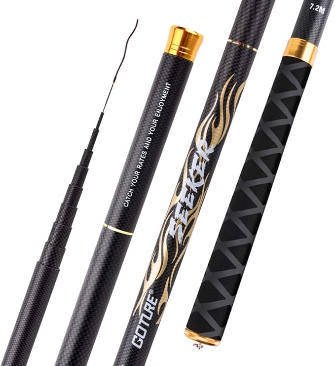 Goture//Telescopic Tenkara Fishing Rod Kit//Ultralight Travel Fishing Rod,Portable Collapsible Bass Crappie Rod, Carbon Fiber Inshore Stream Trout Pole 10 12 15 18 21 24 Free Tip Set(Top 3 Segment)