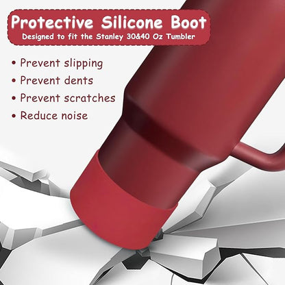 Stanley Cup Accessories Set,Including 2 Pcs 0.4in Straw Cover, 1 Silicone Spill-Proof Stopper Set of 3, 1 Cute Flower Handle Charm, 1 Silicone Boot Fits Stanley 40&30 Oz Tumbler (Cranberry)