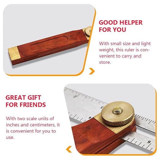 Adjustable T-Bevel Sliding Angle Ruler with Wooden Knob Stainless Steel Multi-Angle Measurement Tool Millimeter Scales for Woodworking Carpentry and Precision Crafting