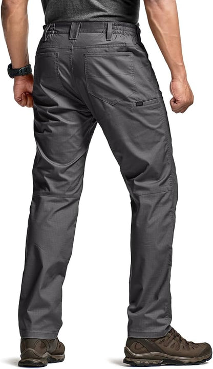 CQR Men's Flex Stretch Tactical Pants, Water Resistant Ripstop Cargo Pants, Lightweight EDC Outdoor Work Hiking Pants