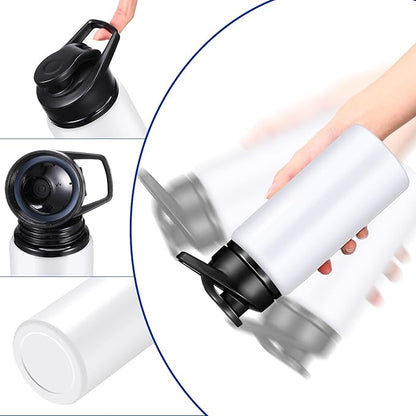 Mimorou 10 Pieces 13.5 oz Reusable Aluminum Water Bottles Bulk Outdoor Sports Water Bottles Multipack Travel Bottles for Gym, Hiking, Cycling, Camping, Fishing, Snap Lid(White)