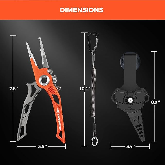 KastKing AlumaStream 7.5" Aluminum Fishing Pliers, Crossover Pliers, Wacky & Neko Rig Pliers With O-Ring Storage, Fishing Gear, Fishing Gifts for Men, Corrosion-Resistant Saltwater & Freshwater Pliers