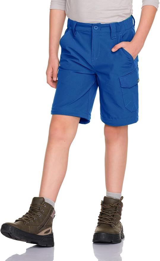CQR Kids Youth Hiking Cargo Pants, UPF 50+ Quick Dry Convertible Zip Off Pants, Outdoor Camping Pants
