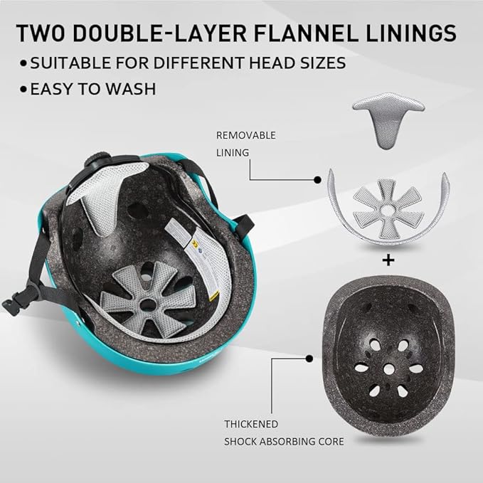 JBM Skating Protective Gear Adult Skateboard Helmet Knee and Elbow Pads with Wrist Guards for Inline Roller Skating, Skateboarding, Scootering