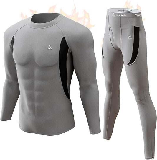 CL convallaria Mens Thermal Underwear Set with Fly Long Johns Base Layer Winter Hunting Gear Sport Top and Bottom