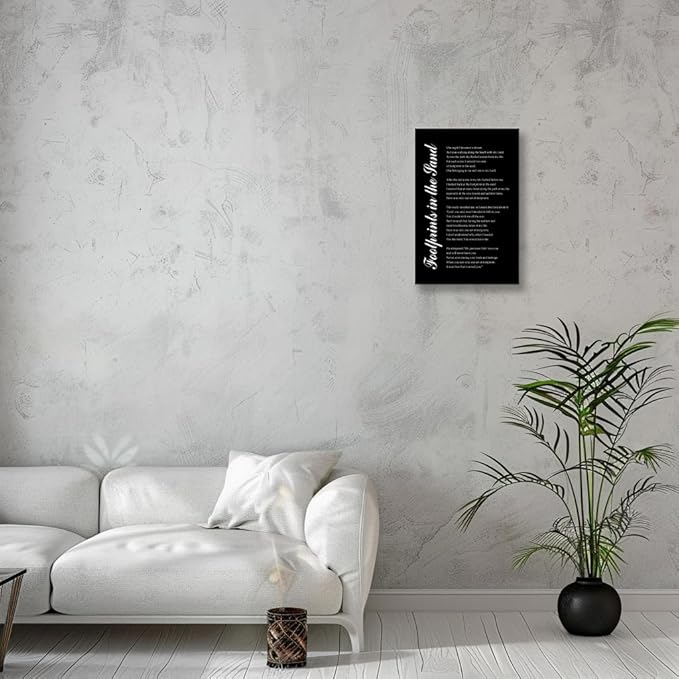 Matniger Footprints in Sand Wall Art Poem Poster Framed Prints Christian Religious Quotes Wall Art Inspirational Poster Poetry Canvas Wall Decor 12x18inches