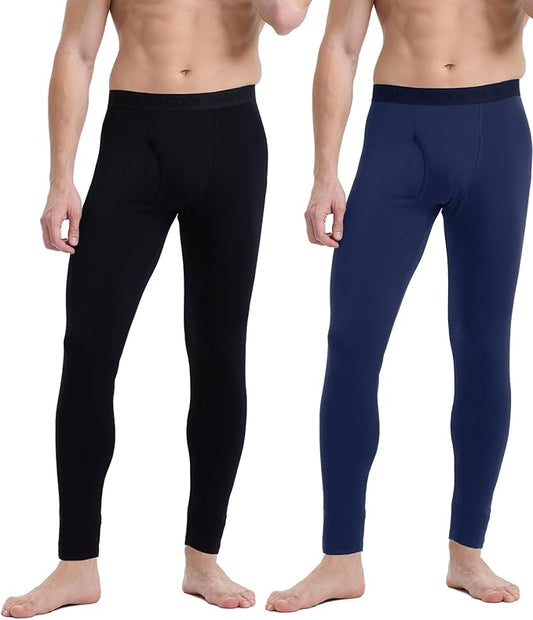 Men's Heavyweight Thermal Underwear Long Johns Bottom with Soft Wool Lining, Stretch Comfortable Base Layer for Cold Weather