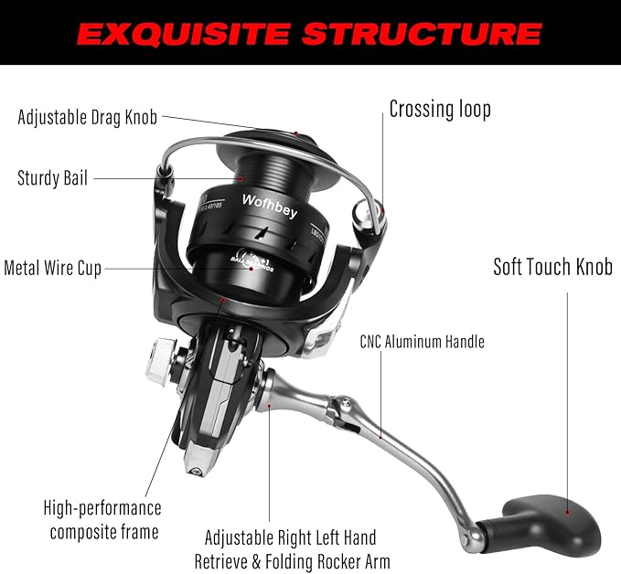 Spinning Fishing Reels for Saltwater Freshwater, 3000/4000 Series Fishing Spool Left/Right Interchangeable, 7+1 Real Ball Bearings, Real 5.2:1 Gear Ratio