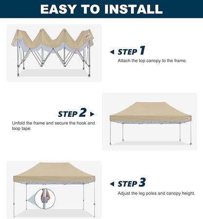 MASTERCANOPY Pop Up Canopy Tent Commercial Grade 10x15 Instant Shelter (Beige)