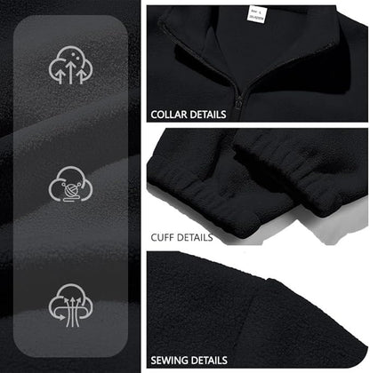Mens Polar Fleece Jacket Full Zip Lightweight Casual Outdoor Jackets Stand Collar Warm Coats with Pockets