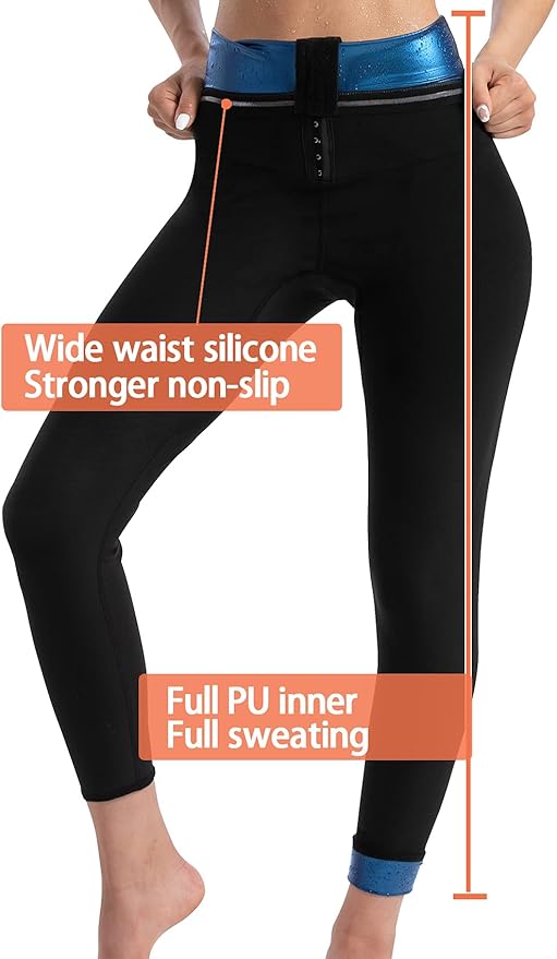 Sauna Pants Women Sweat Capris Slimming Leggings,Mesh Crotch,High Waist Workout Body Shaper Suits