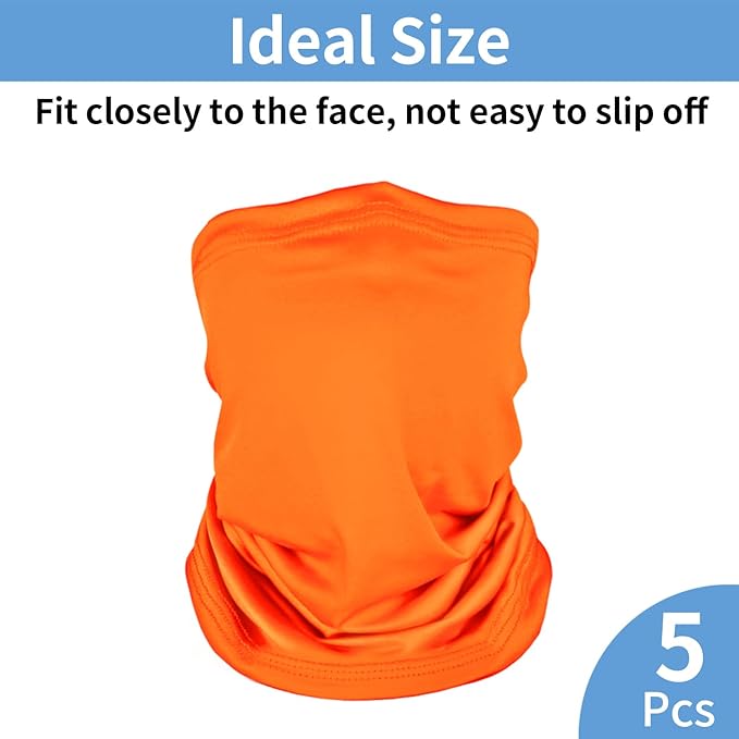 5 Pack Neck Gaiter Face Cover for UV Sun Protection, Dustproof Breathable Cooling Gator for Men Women Outdoor Sports