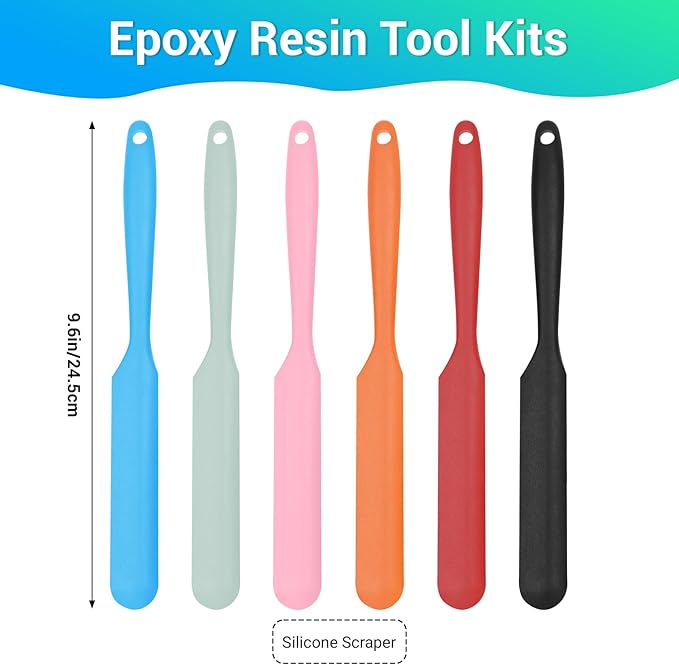 Gartful 6PCS Colored Silicone Spatula Stick, Reusable Epoxy Stir Sticks Scraper DIY Crafts Tools for Mixing Resin, Paint, Waxing, Liquid, Arts Projects, Facial Mask Stirring Rods, 6 Colors