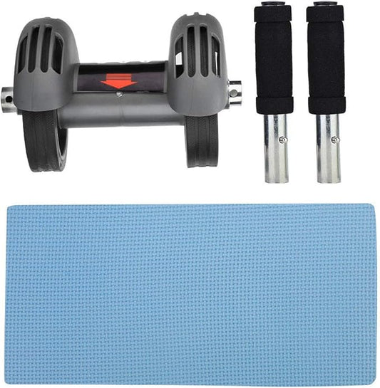 AB Double Roller Workout System Abdominal Muscle Exerciser Gym Home Fitness Equipment Gray