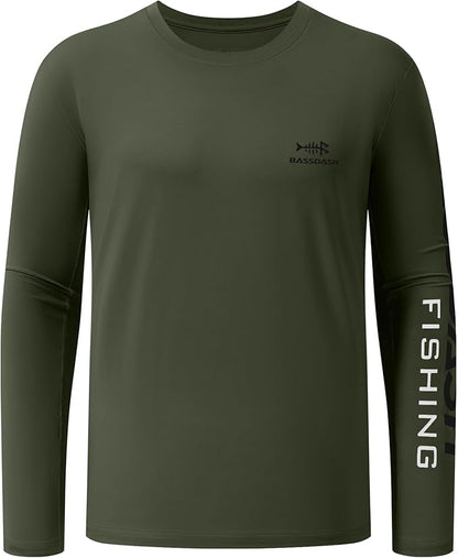 BASSDASH Fishing T Shirts for Men UV Sun Protection UPF 50+ Long Sleeve Tee T-Shirt
