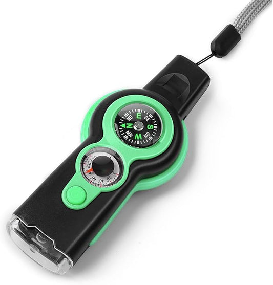 Emergency Survival Function Whistle, Outdoor Multifunctional Tool Safety Whistle with Lanyard, Ideal for Kayaking, Boating, Hiking, Camping, Climbing, Hunting, Fishing, Rescue Signaling