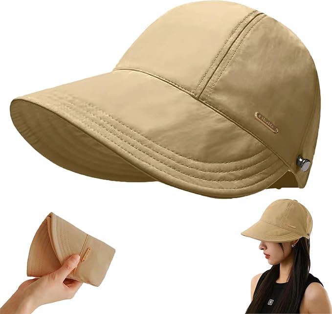 huablo]UPF 50+Womens Sun Hat UV Protection Hiking Fishing Hats Wide Brim Hat Adjustable Ponytail Packable Sun Cap