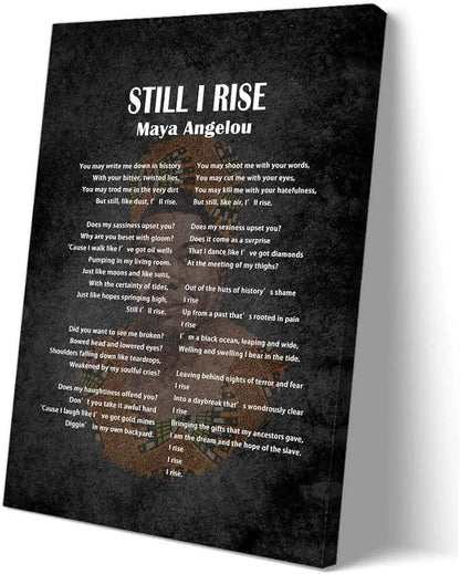 Matniger Still I Rise Wall Art Poem Poster Framed Inspirational Quotes Wall Art Prints Poetry Canvas Painting for Living Room Wall Decor 12x18inches