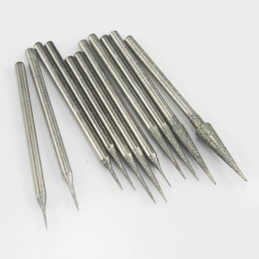𝐋𝐮𝐨 𝐤𝐞 10 Pcs Cone Shape Diamond Burr - 3/32'' Shank Diamond Cone Burs Stone Carving Bits for Rotary Tools includes Dremel