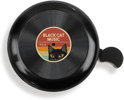 WIRESTER Black Aluminum Round Bike Bell, Classic Ring Bicycle Bell, Bike Accessories Bell Ring for Adults Kids Girls Boys - Dog Cat Animal Cute Records