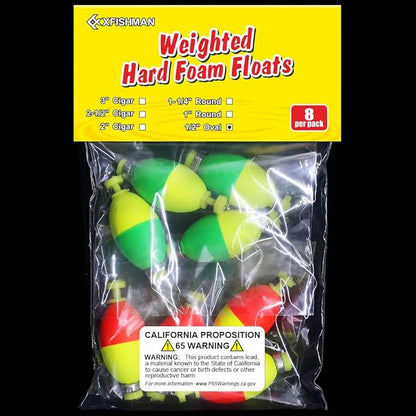 XFISHMAN Weighted-Bobbers-for-Fishing-Floats-Bouy Slip Bobber Fishing Corks Kit Crappie Bluegills Panfish Catfish Hand Made Foam Float 1 Inch 2 in 8-12 Pack