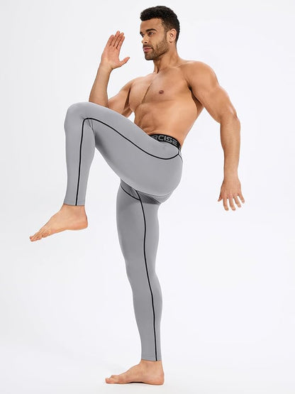4 Pack Thermal Underwear Long Johns Fleece Base Layer Bottoms Thermal Leggings for Men Compression Pants