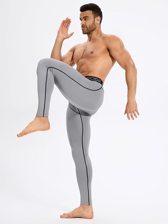4 Pack Thermal Underwear Long Johns Fleece Base Layer Bottoms Thermal Leggings for Men Compression Pants