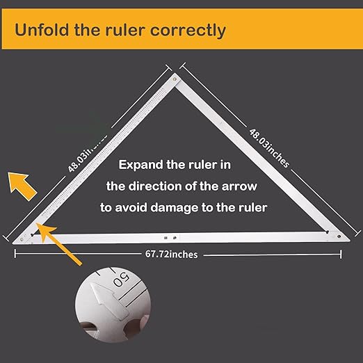 Combination Square for Carpenter Tools 48 Inch Folding Aluminum Triangle Ruler Construction Framing Tool Woodworking Foldable Frame Measurement Angle Rulers