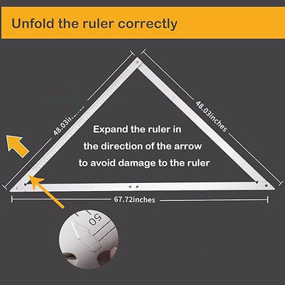 Combination Square for Carpenter Tools 48 Inch Folding Aluminum Triangle Ruler Construction Framing Tool Woodworking Foldable Frame Measurement Angle Rulers