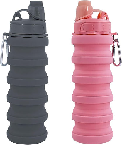 Collapsible Water Bottles Travel water bottle Sports Portable Sport Water Bottle Reusable Water Bottles comes with mountaineering Buckle 500ml silicone Water-proof camping water bottle