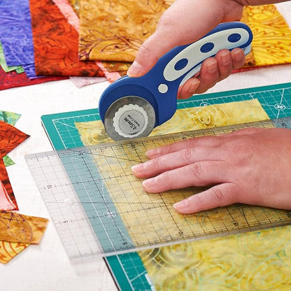 Headley Tools 45mm Rotary Cutter with 5pcs Extra Rotary Blades, Ergonomic Rolling Cutter with Safety Lock for Fabric, Sewing, Quilting, Cloth, Paper, Leather, Crafting, Fabric Rotary Cutter(Navy Blue)