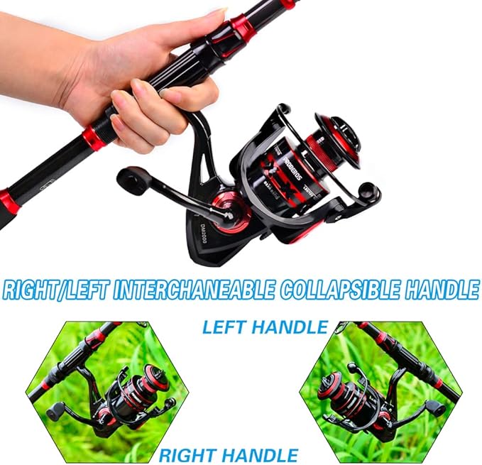 Fishing Rod and Reel Combo, 6.9ft Carbon Fiber Telescopic Fishing Pole with Spinning/Baitcasting Reel Combos, Sea Saltwater Freshwater Ice Bass Fishing Tackle Set Fishing Rods Kit