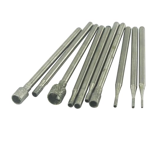 𝐋𝐮𝐨 𝐤𝐞 10 Pcs Hollow Cup Shape Diamond Burr Set, 3/32 Inch Shank Stone Carving Bits for Rotary Tools