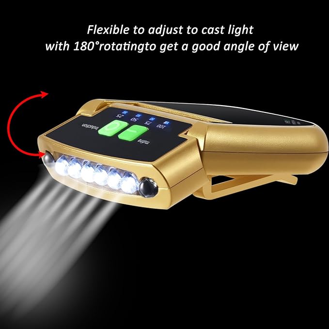 Mudder LED Clip on Cap Lights USB Rechargeable Cap Flashlight Clip Waterproof Ultra Bright Hat Flashlight Headlamp for Fishing Camping Hand Work