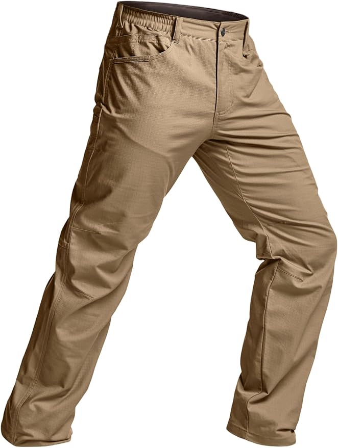 CQR Men's Flex Stretch Tactical Pants, Water Resistant Ripstop Cargo Pants, Lightweight EDC Outdoor Work Hiking Pants